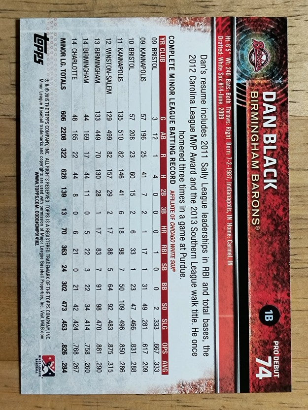 2015 Topps Pro Debut #74 Dan Black