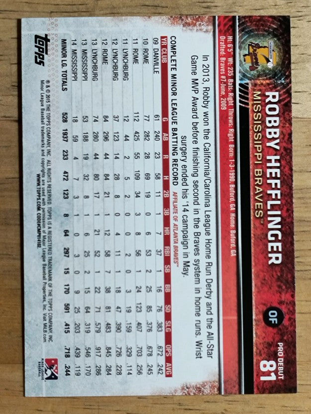 2015 Topps Pro Debut #81 Robby Hefflinger