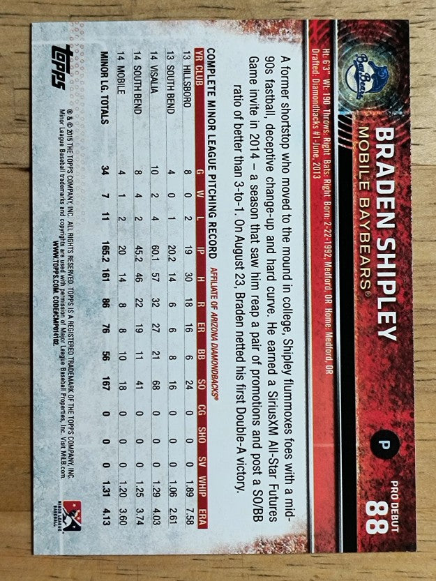 2015 Topps Pro Debut #88 Braden Shipley