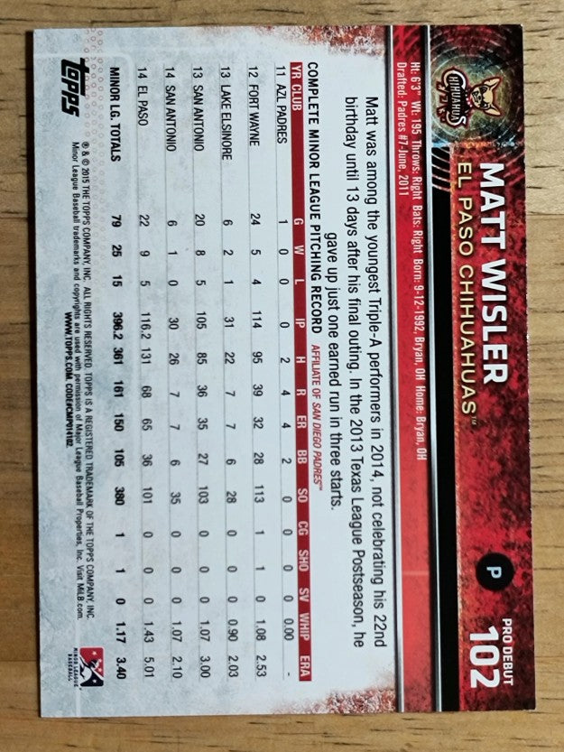 2015 Topps Pro Debut #102 Matt Wisler