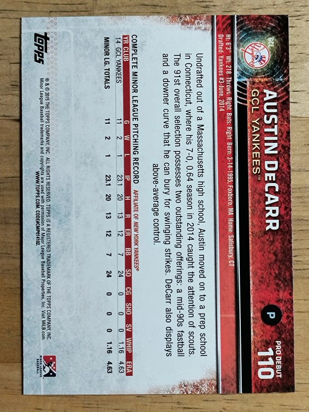 2015 Topps Pro Debut #110 Austin DeCarr