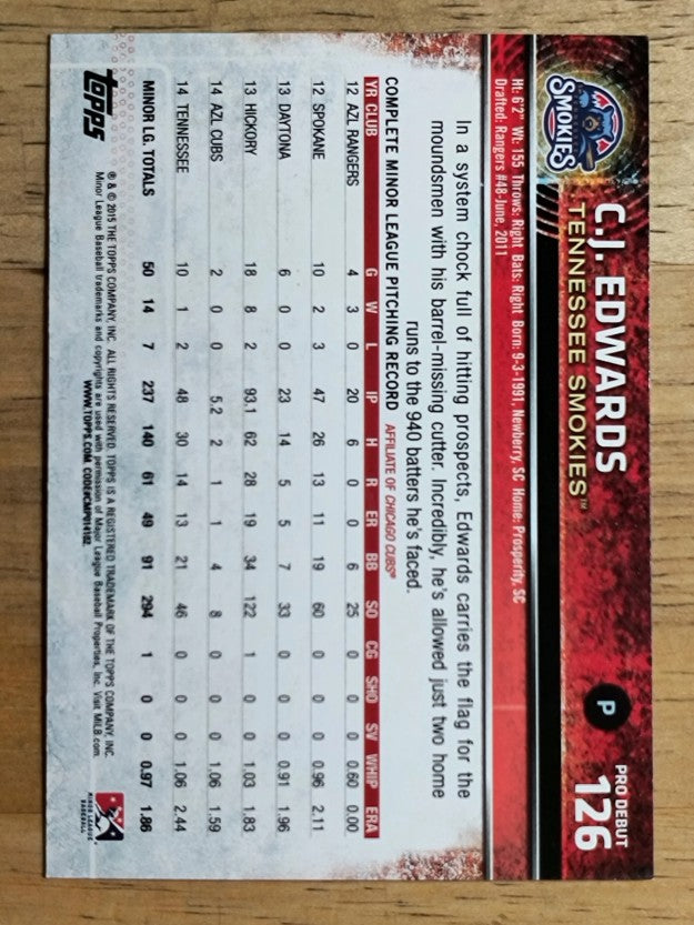2015 Topps Pro Debut #126 C.J. Edwards