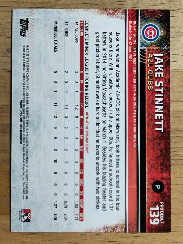 2015 Topps Pro Debut #139 Jake Stinnett