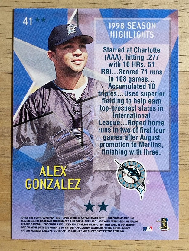 1999 Topps Stars Two Star #41 Alex Gonzalez