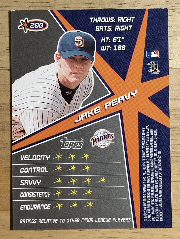 2001 Topps Stars #200 Jake Peavy RC (NM)