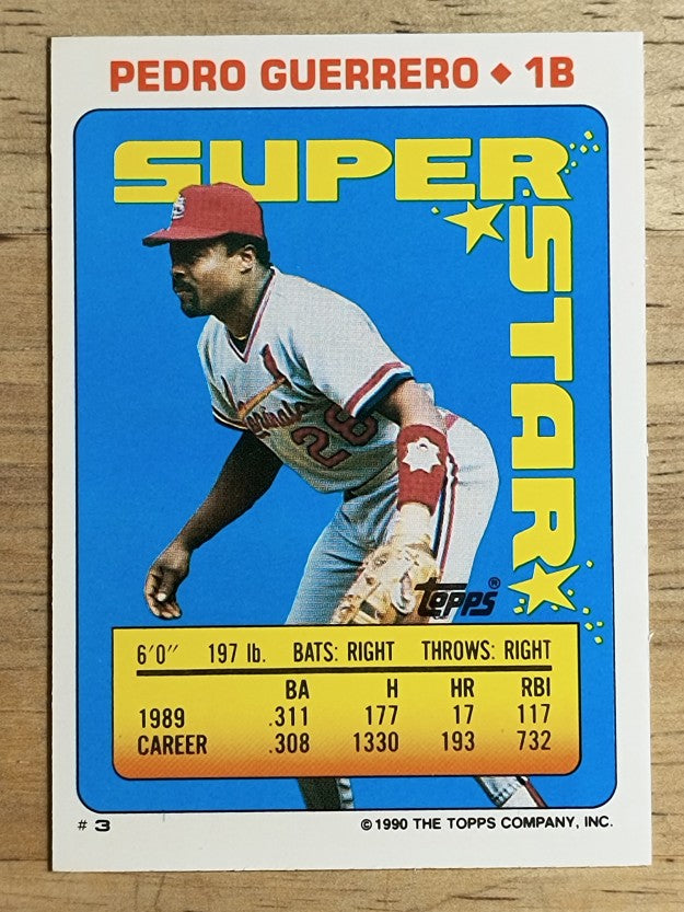 1990 Topps Sticker Backs #3 Pedro Guerrero