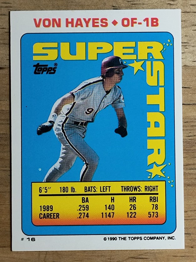 1990 Topps Sticker Backs #16 Von Hayes