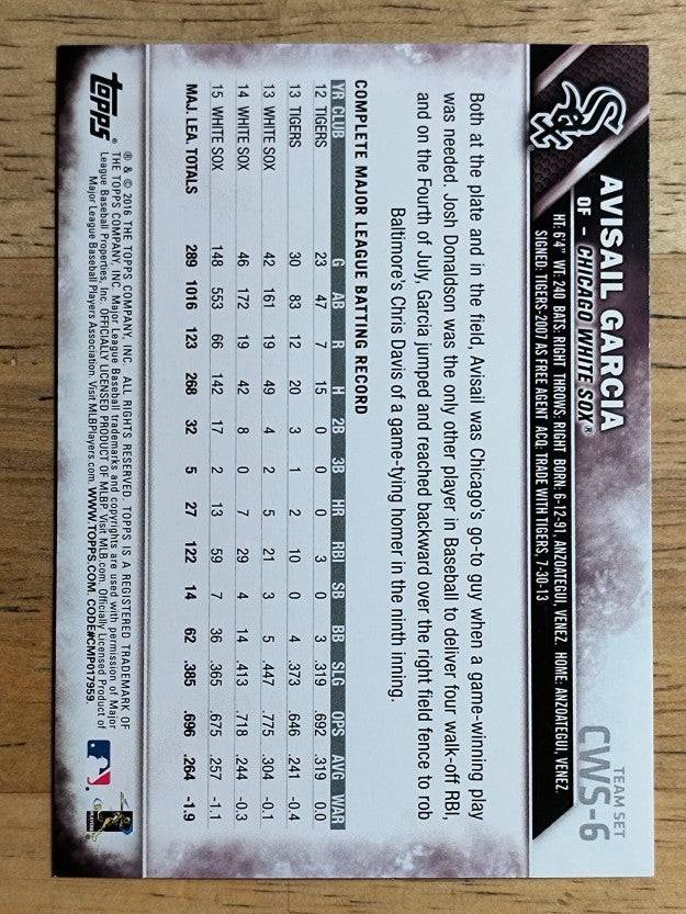 2016 White Sox Topps #CHW6 Avisail Garcia