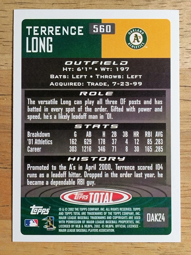 2002 Topps Total #560 Terrence Long