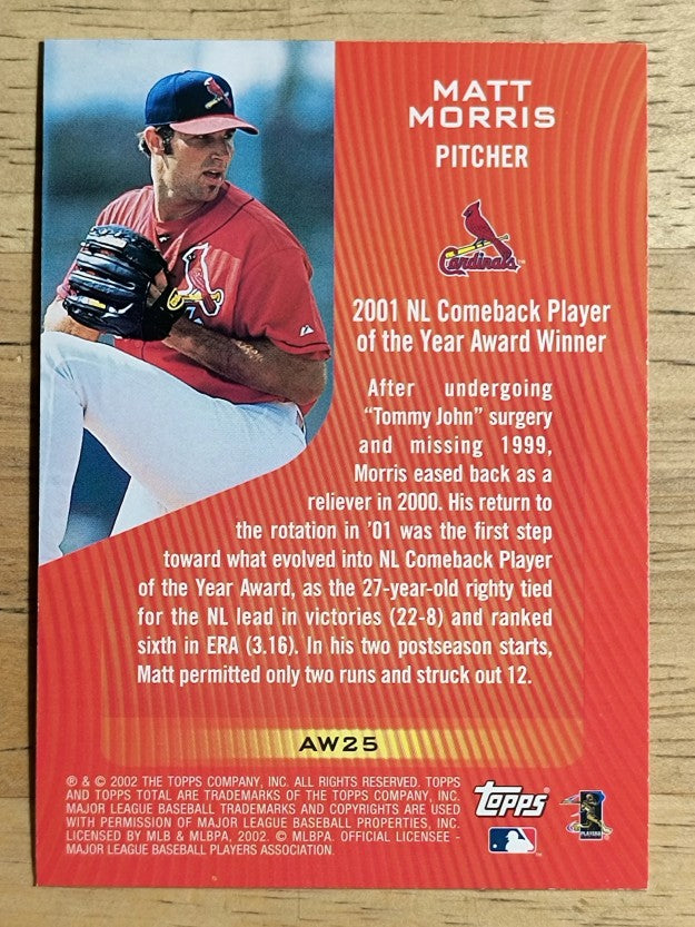 2002 Topps Total Award Winners #AW25 Matt Morris