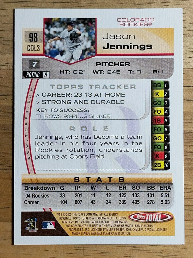 2005 Topps Total #98 Jason Jennings