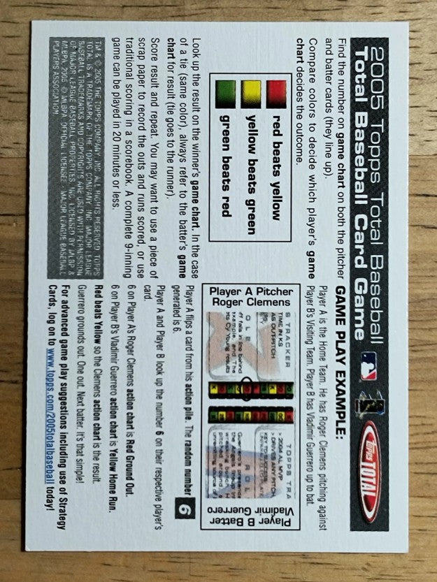 2005 Topps Total Game #NNO Instructions