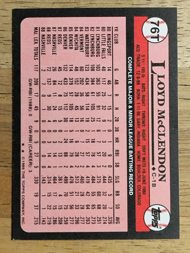 1989 Topps Traded #76T Lloyd McClendon