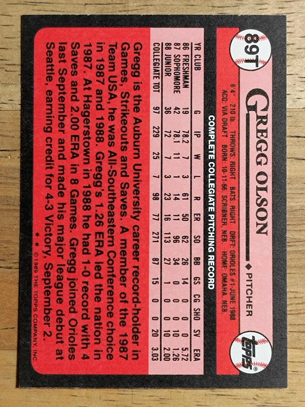 1989 Topps Traded #89T Gregg Olson