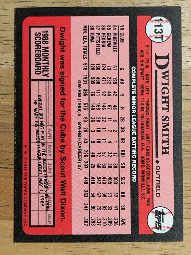 1989 Topps Traded #113T Dwight Smith RC