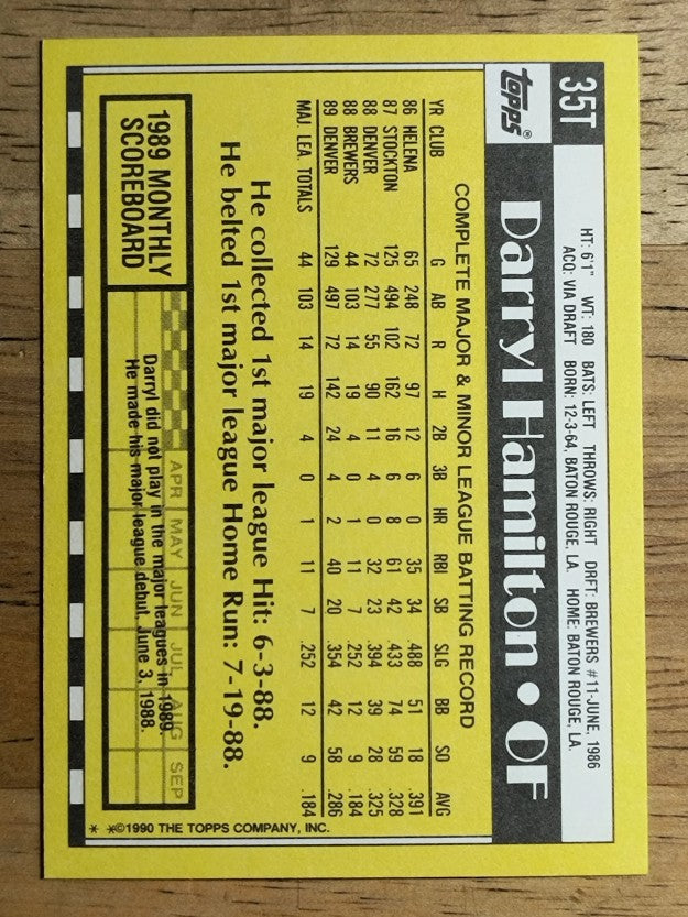 1990 Topps Traded #35T Darryl Hamilton