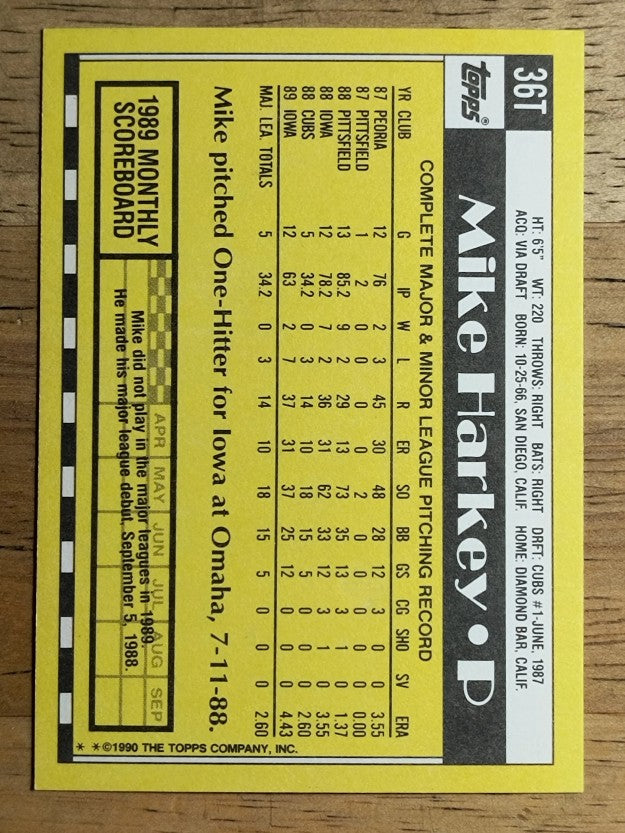 1990 Topps Traded #36T Mike Harkey