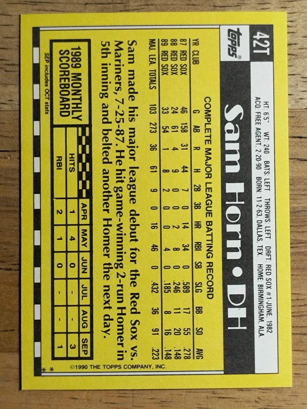 1990 Topps Traded #42T Sam Horn