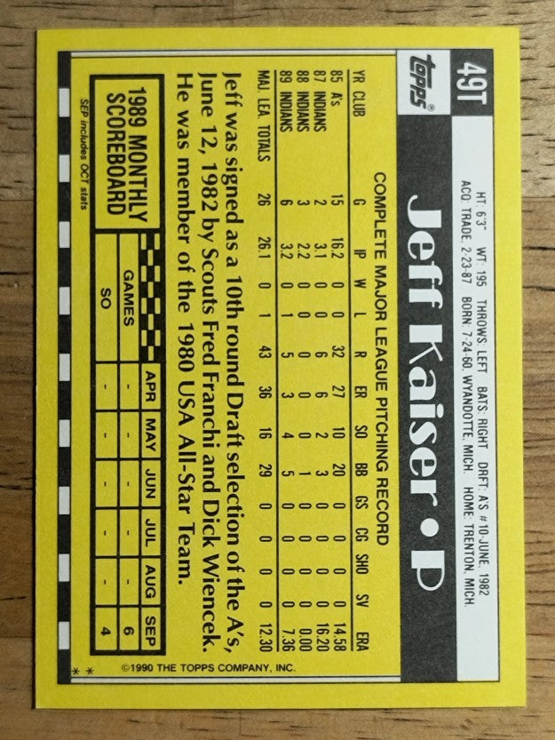 1990 Topps Traded #49T Jeff Kaiser