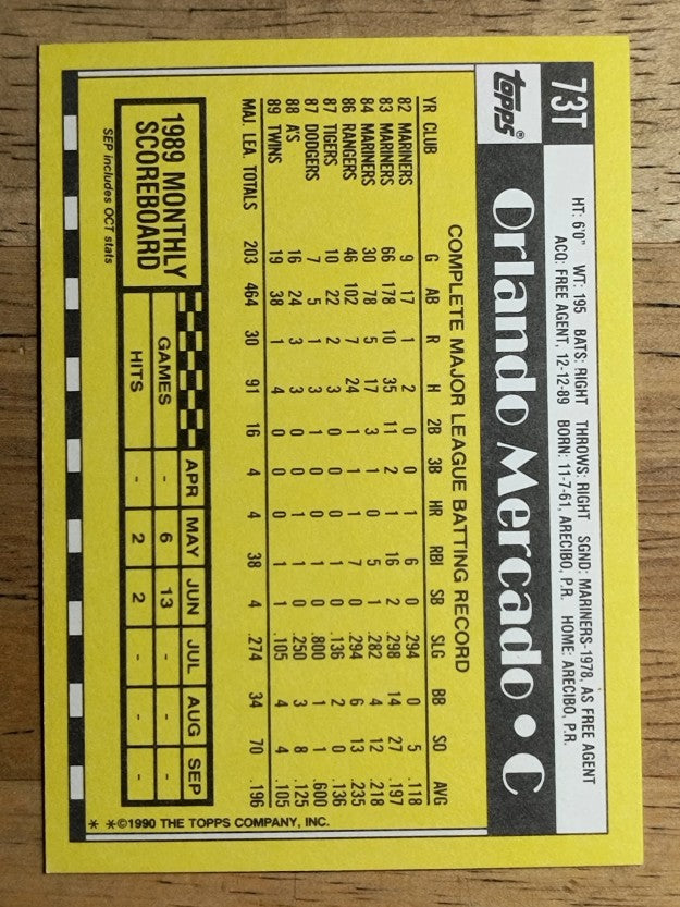 1990 Topps Traded #73T Orlando Mercado