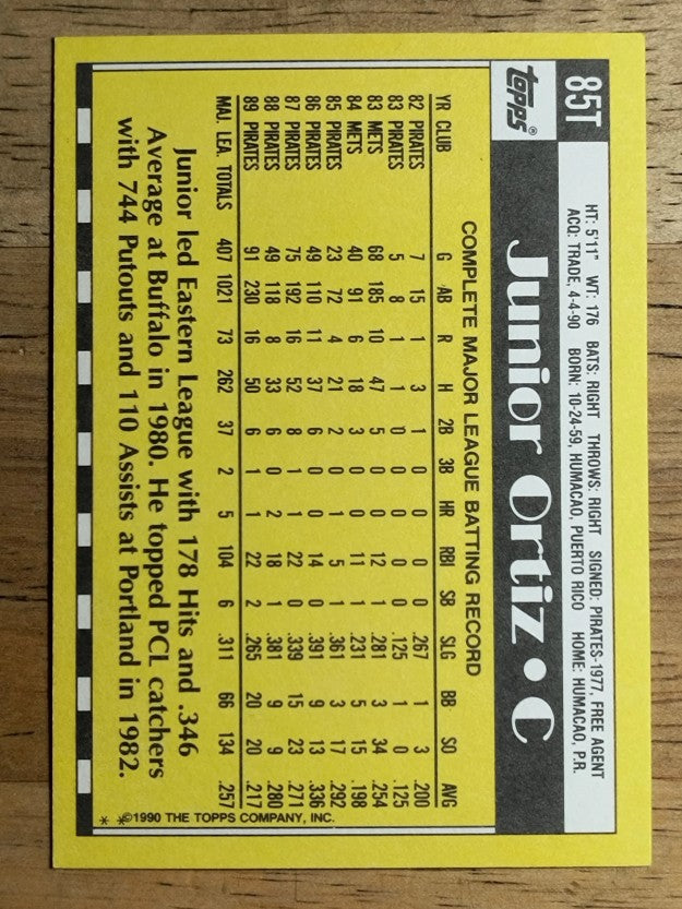 1990 Topps Traded #85T Junior Ortiz
