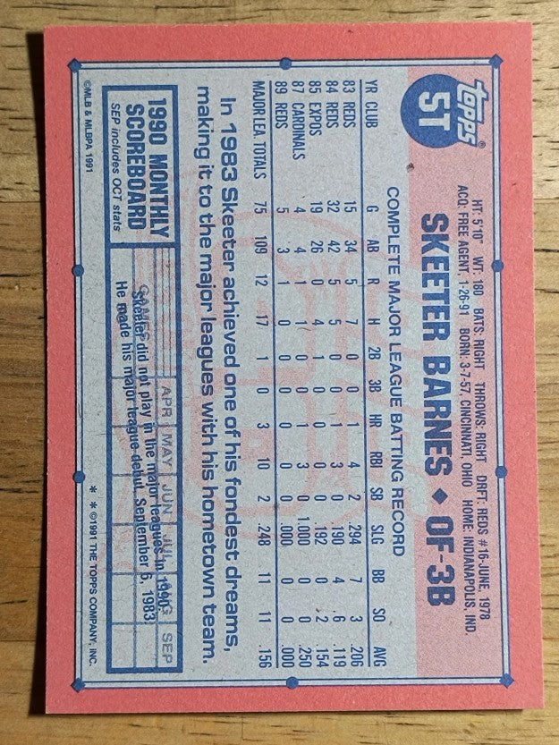 1991 Topps Traded #5T Skeeter Barnes