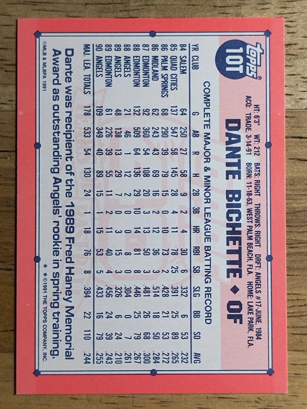 1991 Topps Traded #10T Dante Bichette