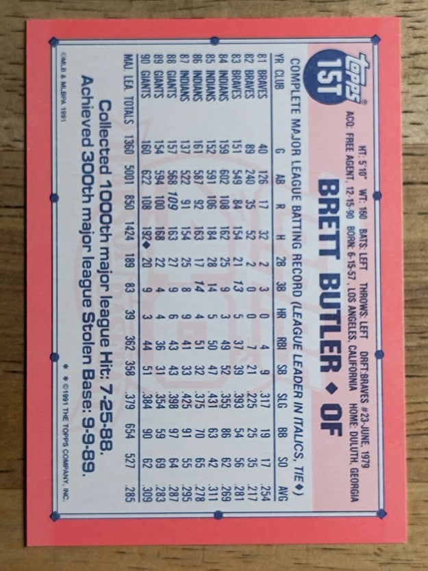 1991 Topps Traded #15T Brett Butler