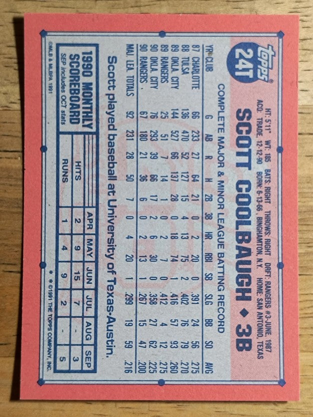 1991 Topps Traded #24T Scott Coolbaugh