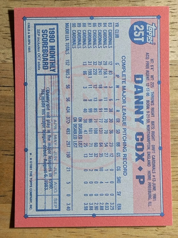 1991 Topps Traded #25T Danny Cox