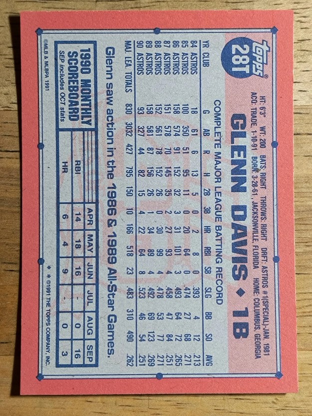 1991 Topps Traded #28T Glenn Davis