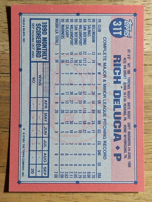 1991 Topps Traded #31T Rich DeLucia RC