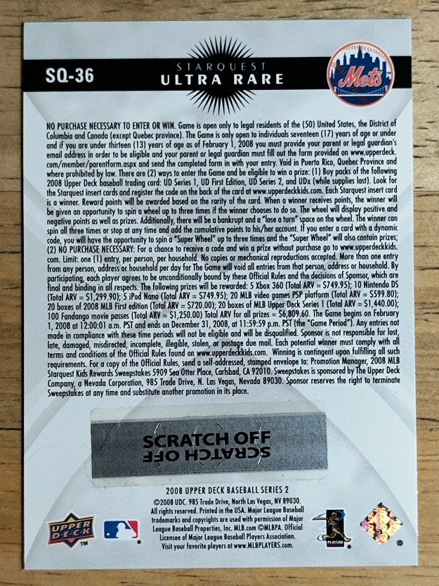 2008 Upper Deck StarQuest Ultra Rare #36 Carlos Beltran