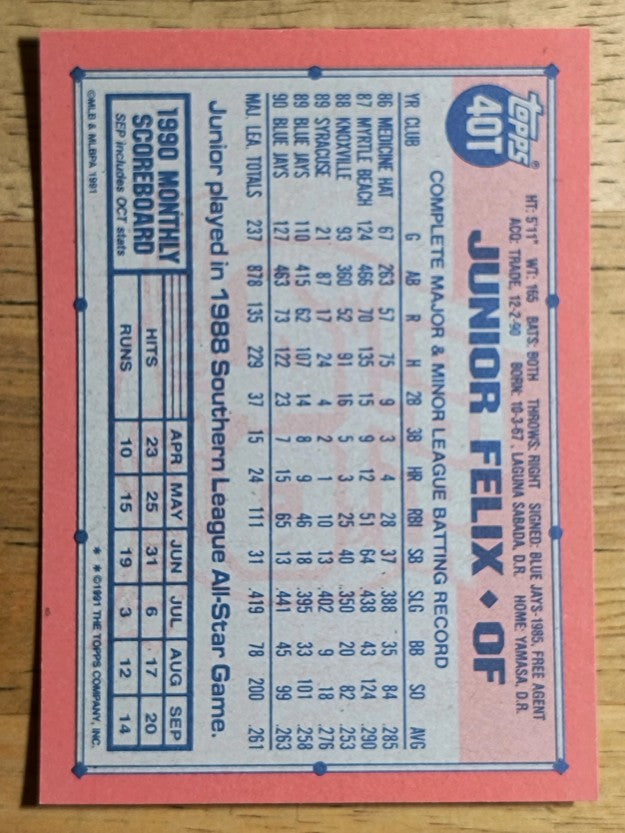 1991 Topps Traded #40T Junior Felix
