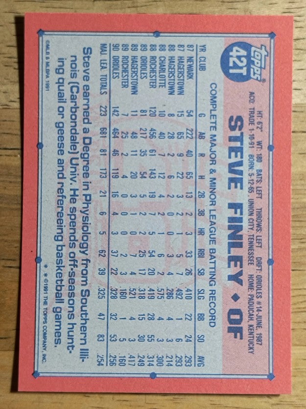 1991 Topps Traded #42T Steve Finley