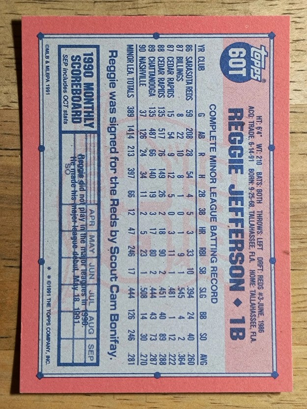 1991 Topps Traded #60T Reggie Jefferson