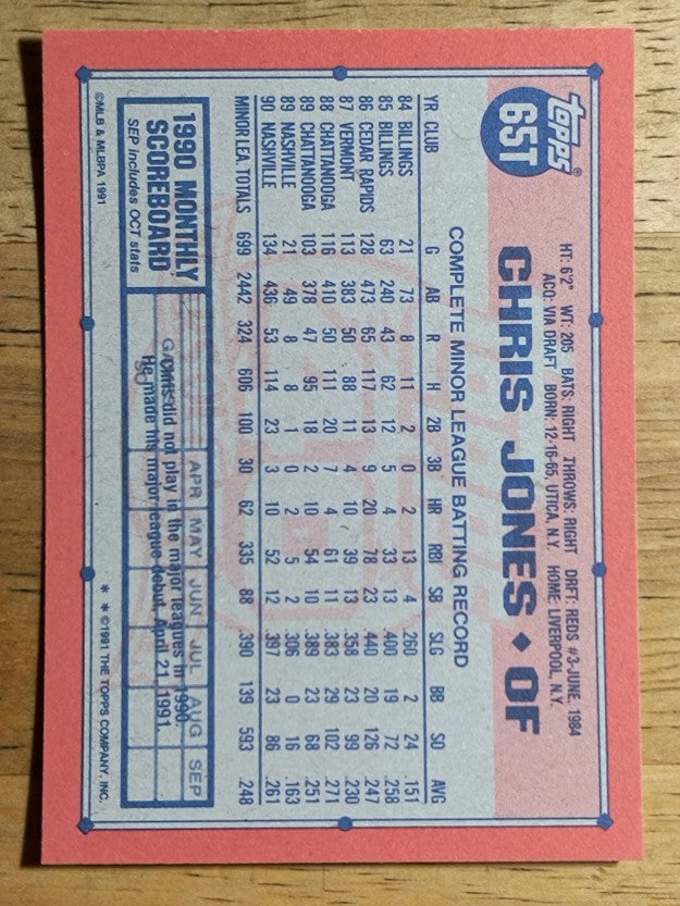 1991 Topps Traded #65T Chris Jones RC