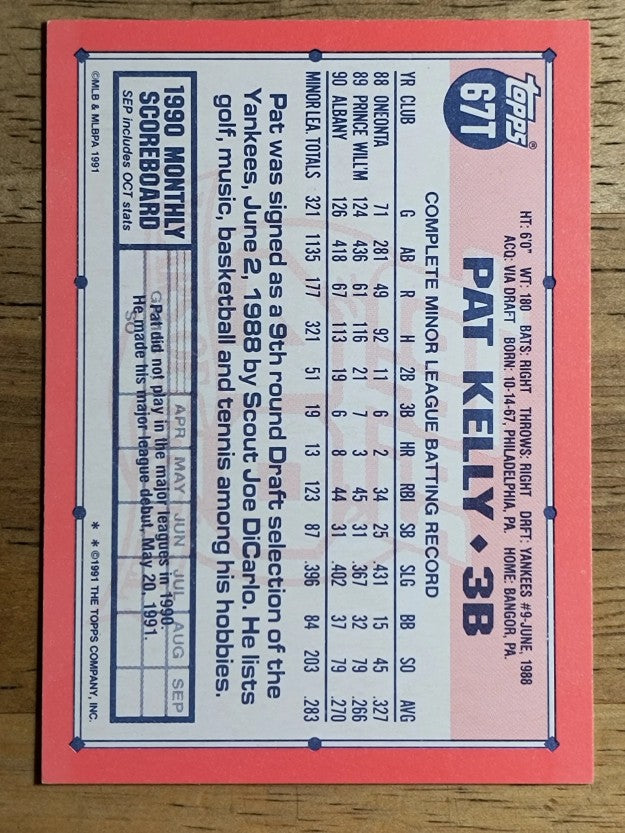 1991 Topps Traded #67T Pat Kelly RC
