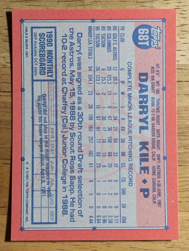 1991 Topps Traded #68T Darryl Kile