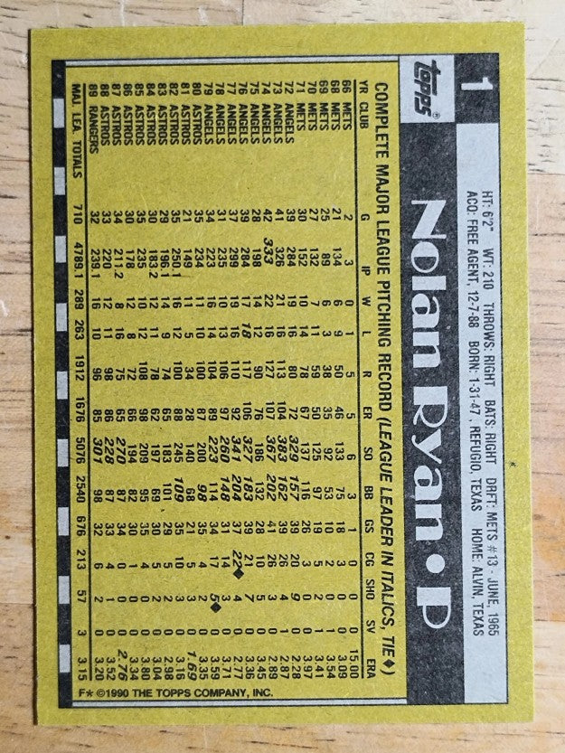 1990 Topps #1 Nolan Ryan