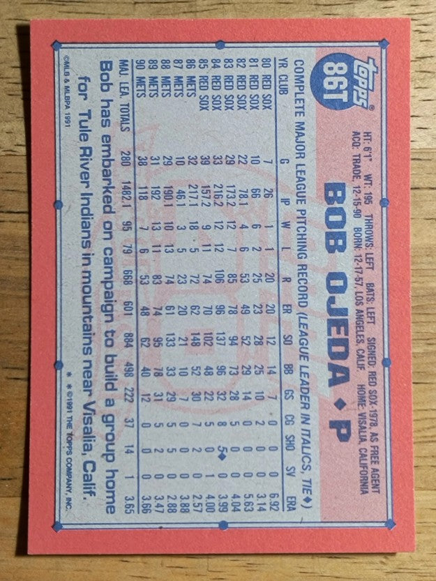 1991 Topps Traded #86T Bob Ojeda