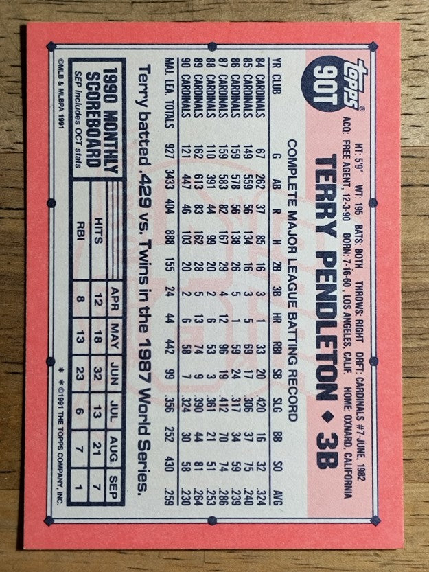1991 Topps Traded #90T Terry Pendleton
