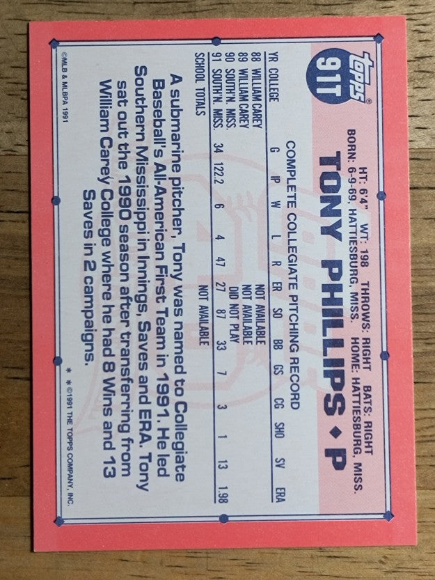 1991 Topps Traded #91T Tony Phillips USA RC