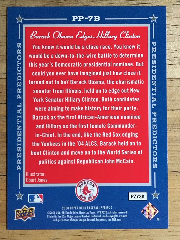 2008 Upper Deck Presidential Running Mate Predictors #PP7B Clinton/Barack Obama
