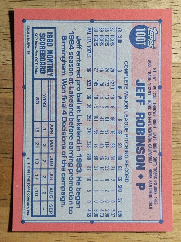 1991 Topps Traded #100T Jeff M. Robinson