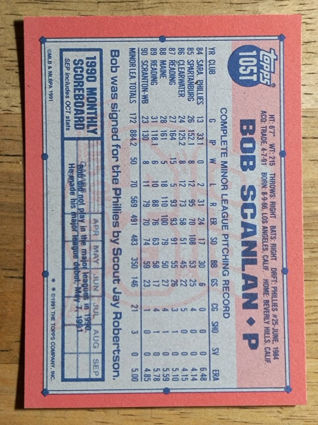 1991 Topps Traded #105T Bob Scanlan RC