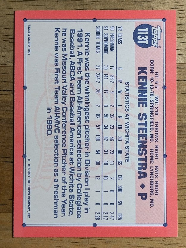 1991 Topps Traded #113T Kennie Steenstra USA RC