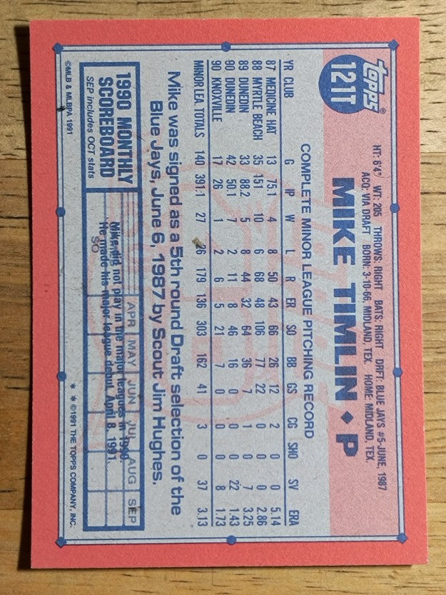 1991 Topps Traded #121T Mike Timlin RC