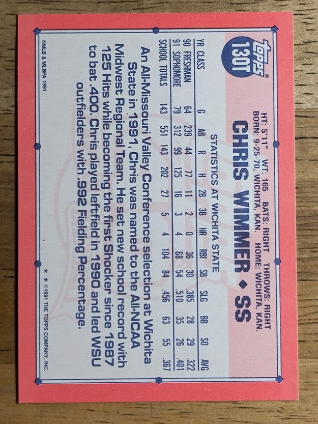 1991 Topps Traded #130T Chris Wimmer USA RC