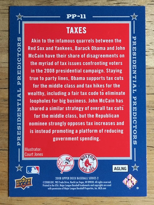 2008 Upper Deck Presidential Running Mate Predictors 11 Barack Obama/John McCain
